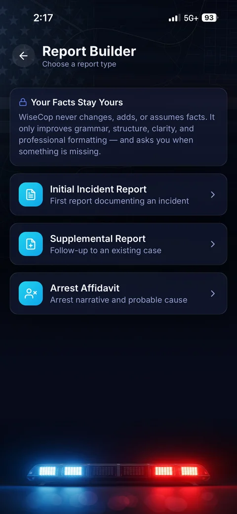 Report Builder — choose a report type