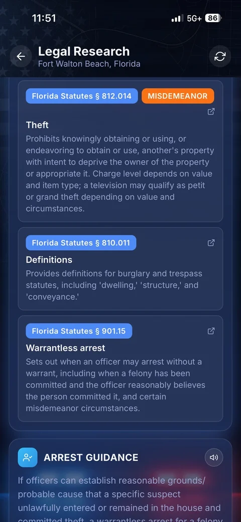 WiseCop app screen